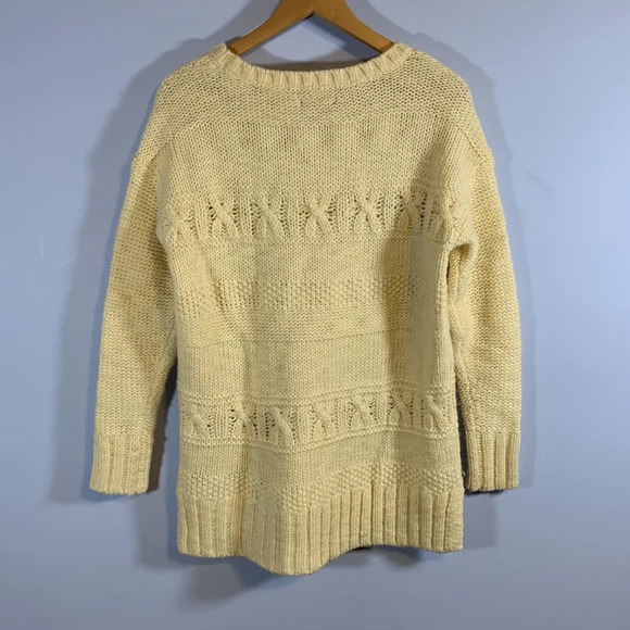 American eagle size medium cream chunky knit fishermans sweater crewneck wool - Picture 2 of 11